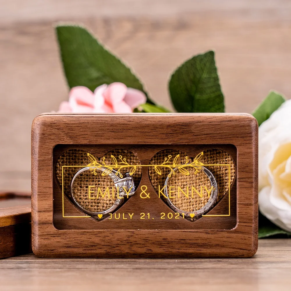 Personalized Wood Wedding Ring Bearer Box engagement wedding rings Wood Ring Holder Box Rustic Wedding Custom hot selling fashion wooden personalized gift rustic wedding ring bearer box wood wedding ring box custom your names and date