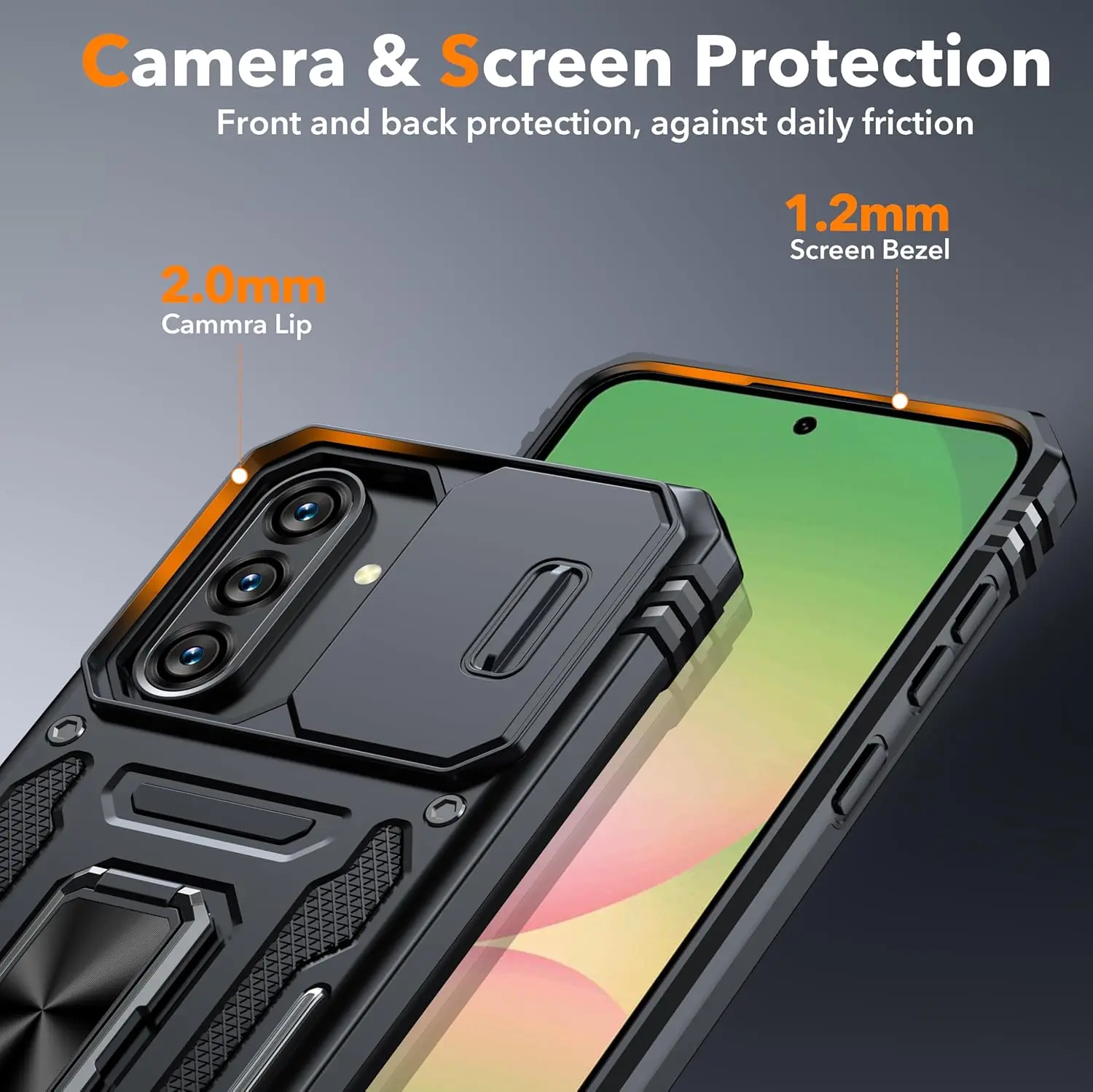 Case For Samsung Galaxy A56 5G Samsung A36 A55 A35 Slide Camera Stand Armor Shockproof Antifall Protection Kickstand Phone Cover 2