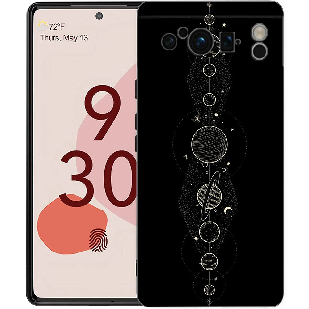 Celestial Night Art Silicone Shockproof Phone Case - Black Cover