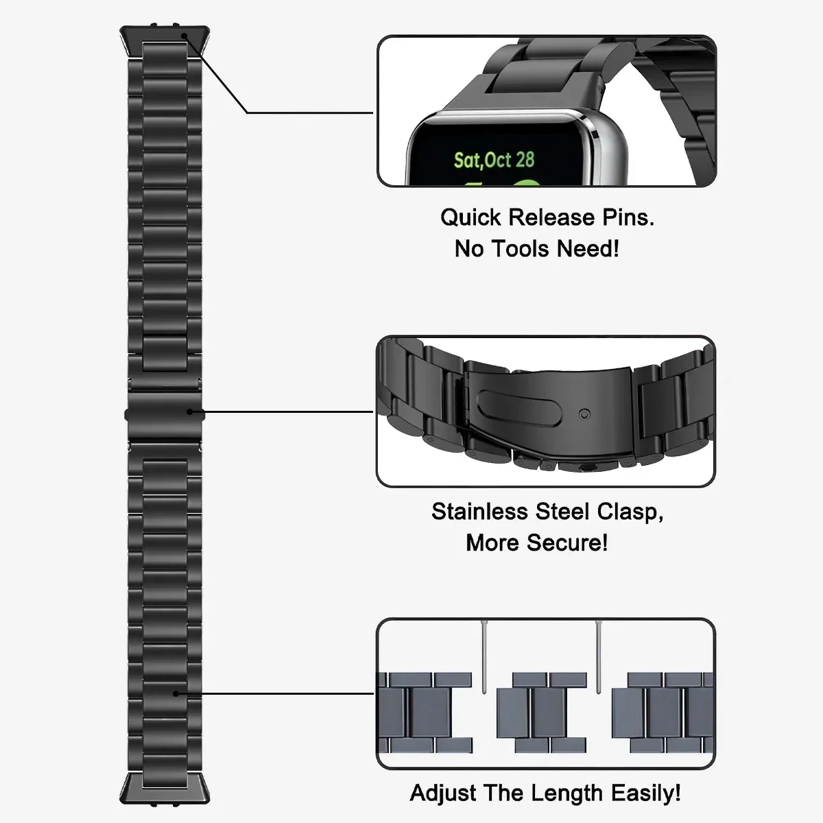 Stainless Steel Replacement Bracelet Wristband Accessories in Metal Strap Design