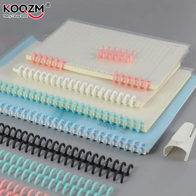 1pc Plastic 30-Hole Loose Leaf Binders Ring Binding Spines Combs 85 Sheets Capacity for DIY Paper Notebook Album