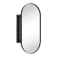 Oval Stainless Steel Recessed Medicine Cabinet with Adjustable Glass Shelves Wall Mount Organizer 1