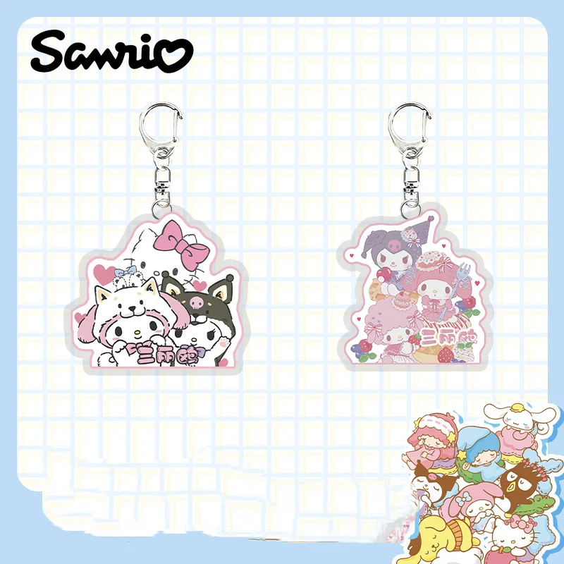 

Cute Hello Kitty Kawaii Key Chain Sanrio Kawaii Anime Acrylic Pendant Backpack Decoration Car Keychain Girl Toy Creative Gift