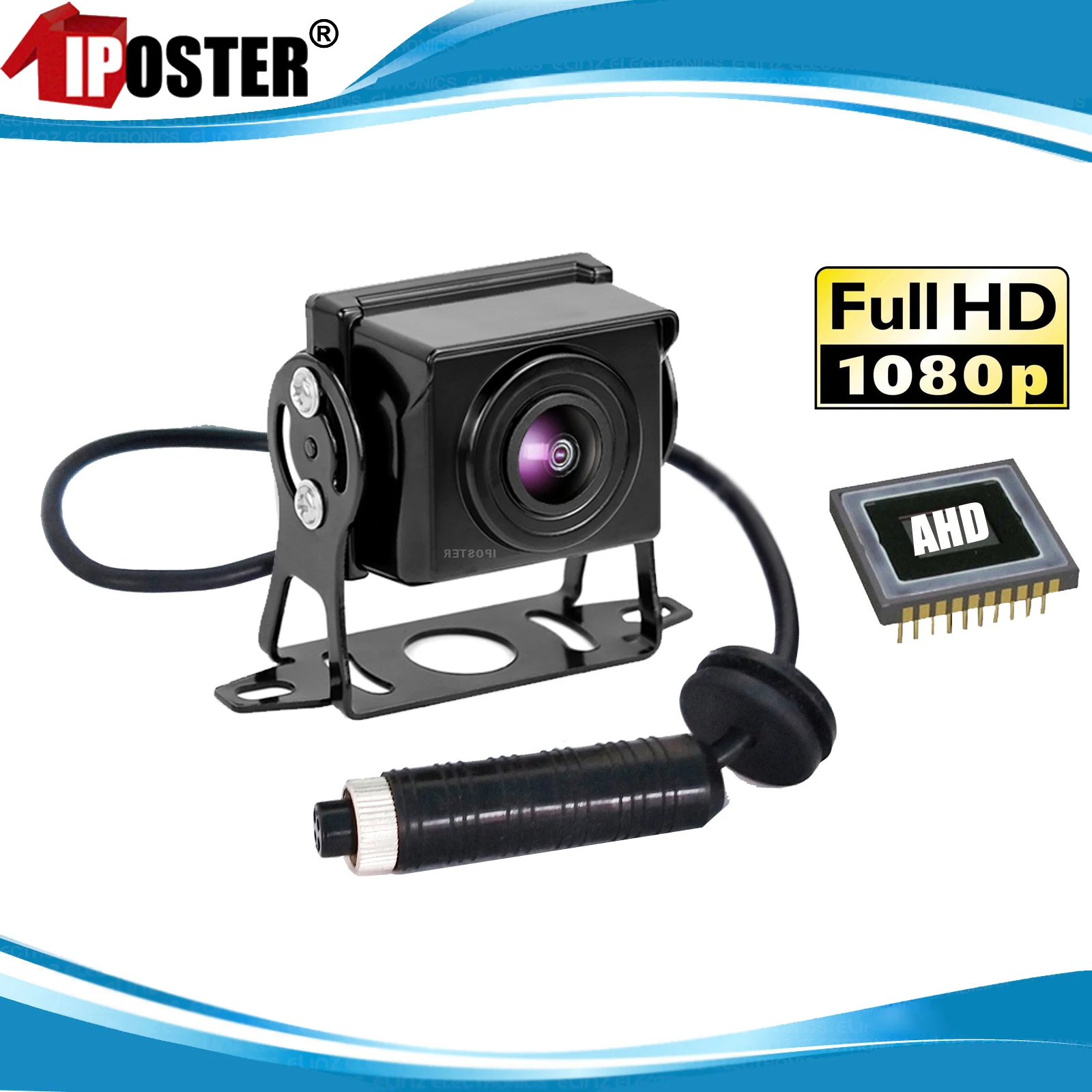 

iPoster 1080P 12V Vehicle Camera AHD Full Color Starlight Night Vision Rear View Backup Reverse Camera IP68 Waterproof 4 Pin