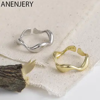 Anenjery Vintage Irregolare Liscia Blocco Catena in Argento Thai Anello in Argento Sterling 925 Anello di Misura Adattabile Dei Monili Del Commercio All'ingrosso S-R589