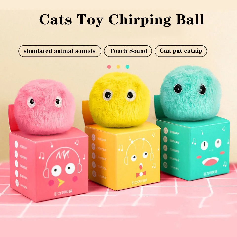 Cat Squeaky Toys Interactive Ball Toys Chirping Ball Catnip Training Kitten Plush Toy For Cat Accessories Juguetes Para Gatos smart cat toys interactive ball pet cats interactive ball kitten sounding ball toy catnip ball toys with animal squeaks