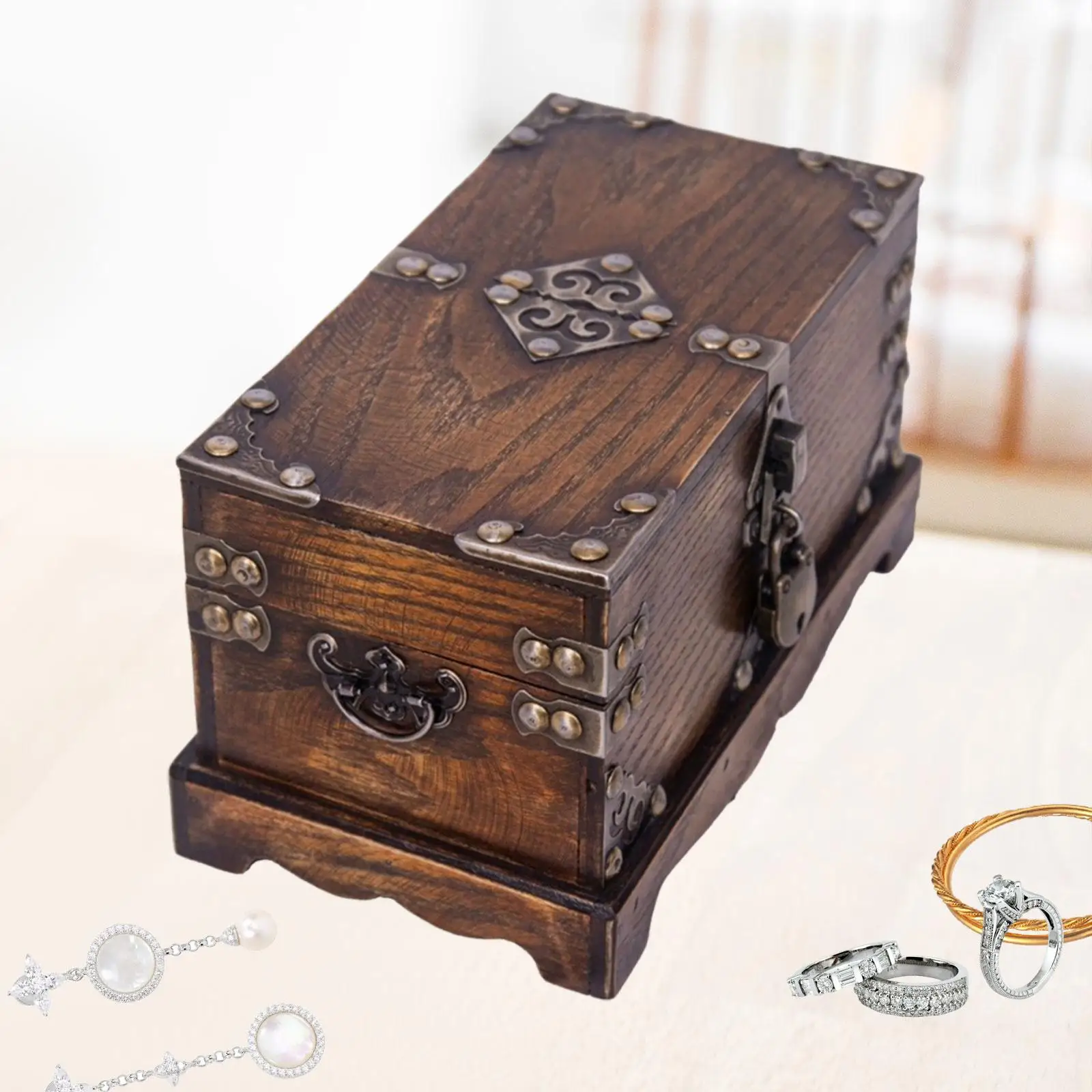 Wooden Money Box Treasure Box Small Wooden Lock Box Retro Unique Decor