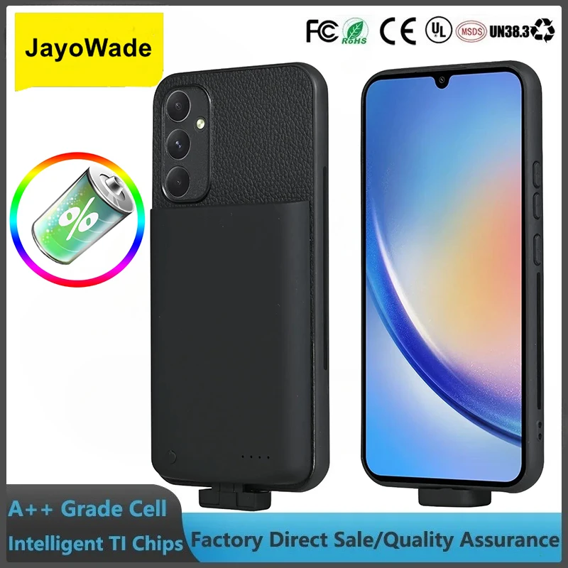 삼성 갤럭시 A34 5000mAh 배터리 충전 케이스 파워 뱅크 폰 커버, 삼성 A34 5G 호환, 배터리 수명 연장
