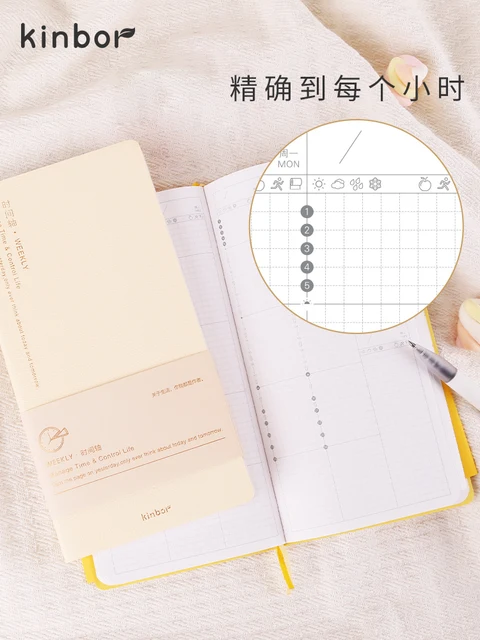 Kinbor Weekly Planner Notebook UnDated Agenda Schedule Daily Monthly Journal Book Portable Record Diary Plan Notepad Stationery 5