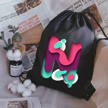 

Portable Sports Bag Creative Letter Print Thicken Drawstring Belt Riding Backpack Gym Drawstring Shoes Bag Backpacks Waterproof