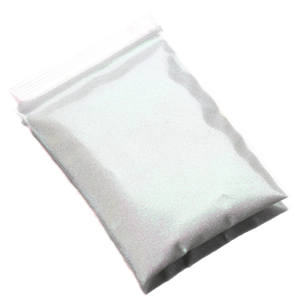 50g White Iridescent Ultra-Fine Glitter Powder 1/256 0.1mm Rainbow Shiny White Glitter Sugar Powder Holographic Nail Powde