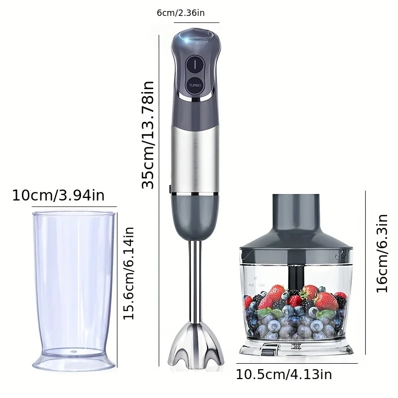 US Plug Intelligent Rod 800W,12 Speed and Turbo Mode,Heavy-Duty Copper Motor Immersion Mixer,Titanium Steel Blade Manual Mixer