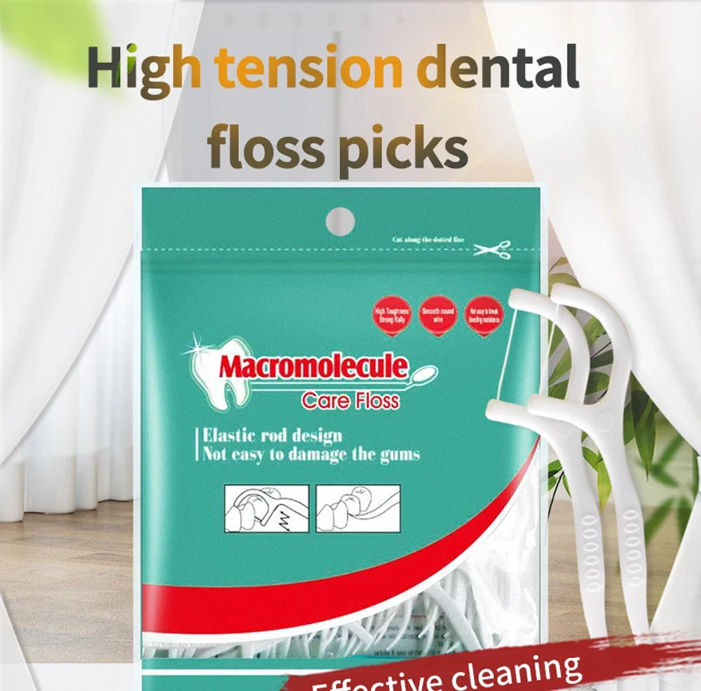 Dental Floss Stick 100pcs Dental Floss Family Plastic Toothpicks with Thread Dental Silk with Stick Flosser Tooth Picks