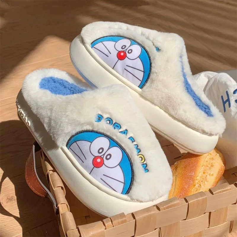 

Anime Figure Doraemon Plush Slippers Cartoon Cute Warmth Anti Slip Can Be Worn Externally Home Cotton Slippers Couples Style