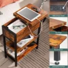 End Table with Charging Station, Flip Top Side Table with USB Ports and Outlets, Sofa Couch Table Bedside Table 5