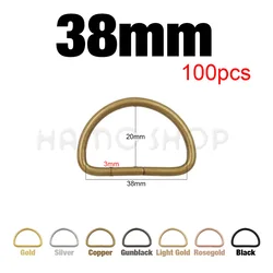 Bulk Metal D Ring Adjustable Buckle Clasp for DIY Projects and Accessories (100pcs 38mm)