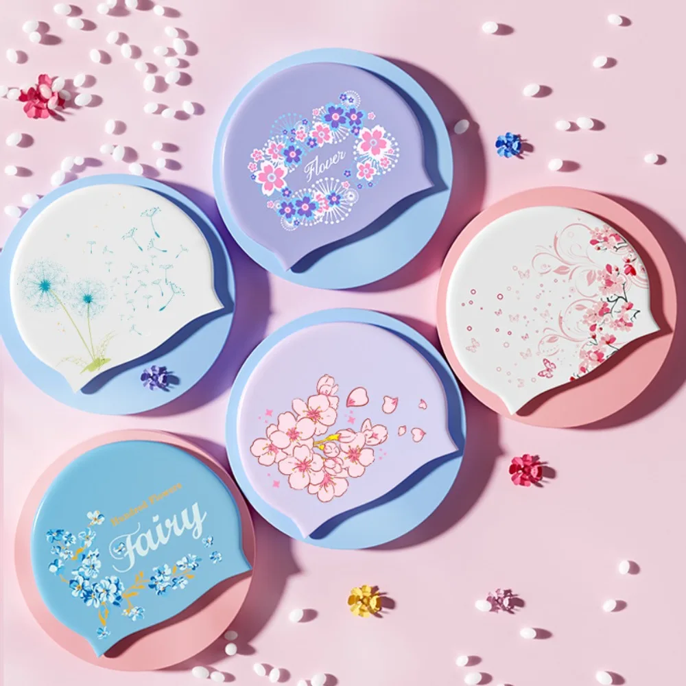 

Silicone Swimming Cap Protect Ears Waterproof Silicone Swimming Hat Non Toxic and Odorless Flower Pattern
