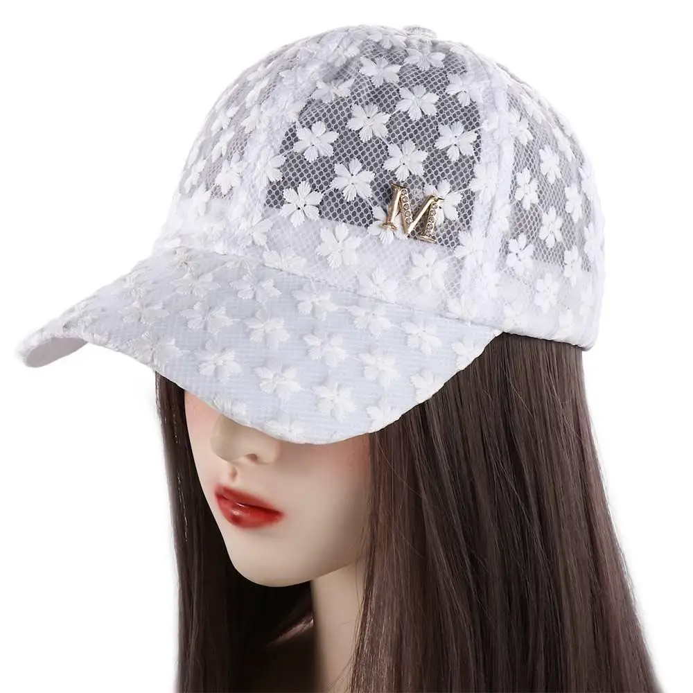 Adjustable Casual Korean Hip Hop Girls Women Flower Baseball Cap Lace Mesh Hat Visors Cap