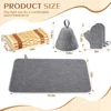 Bamboo Sauna Pillow Head and Neck Rest Set Gloves Hats Mat Kit Spa Supplies Kit Relaxation Comfort Kit Outdoor Indoor Use Kit 3