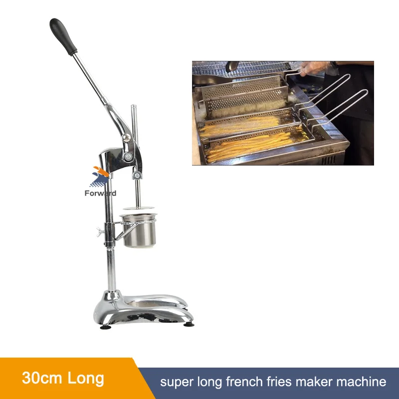 Manual Long French Fries Maker Machine Stainless Steel 30cm Potato Strips Machine  Fried Chips Squeezer Extruder