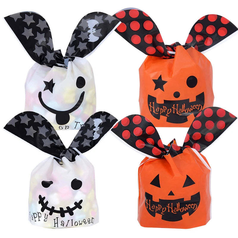 25/50Pcs Halloween Süßigkeiten Cookie Snack Lebensmittel Kunststoff Tasche Süßes Oder Saures Geschenk Taschen Halloween Party Favor Dekoration liefert