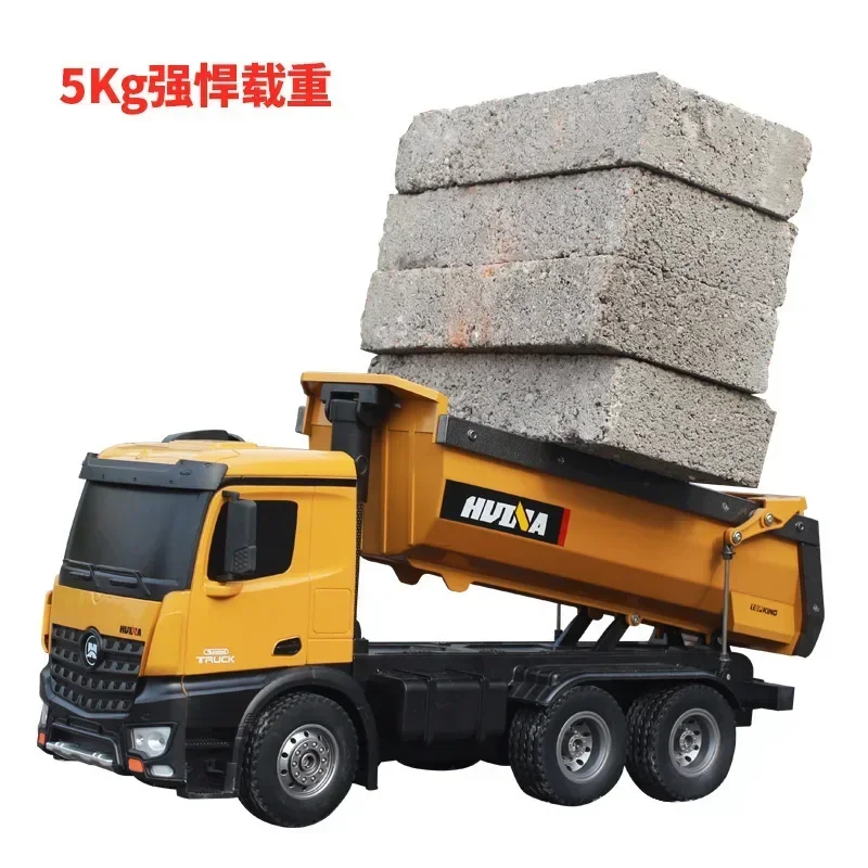 New 1:14 Large 10ch Auto Self-Unloading Earth-Loading Rc Excavator Construction Car With Led Light Engineering Transport Vehicle 3