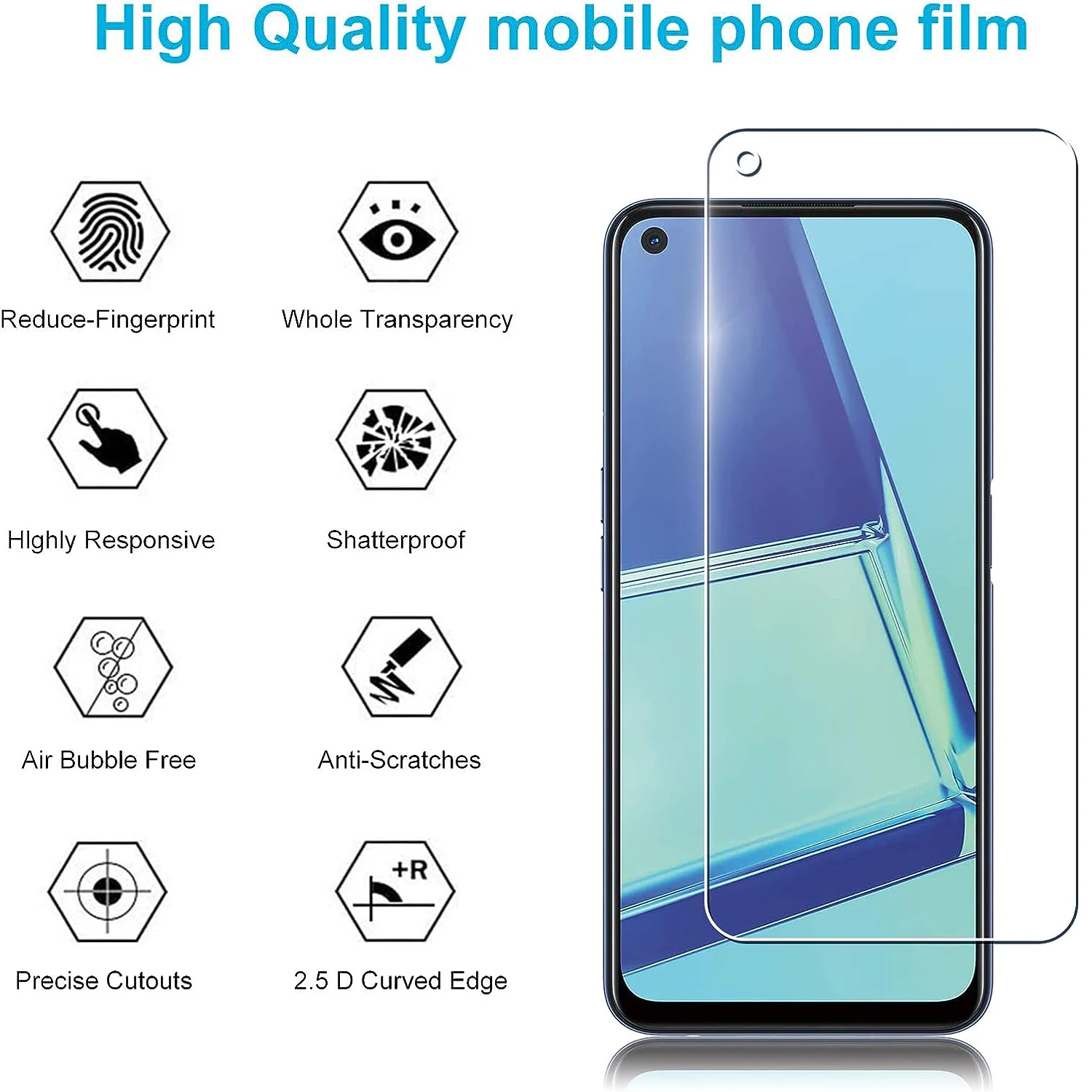 Фото 2/4 шт. высококачественное алюминиевое закаленное стекло для OPPO A73 5G Защитная стеклянная пленка для экрана №2