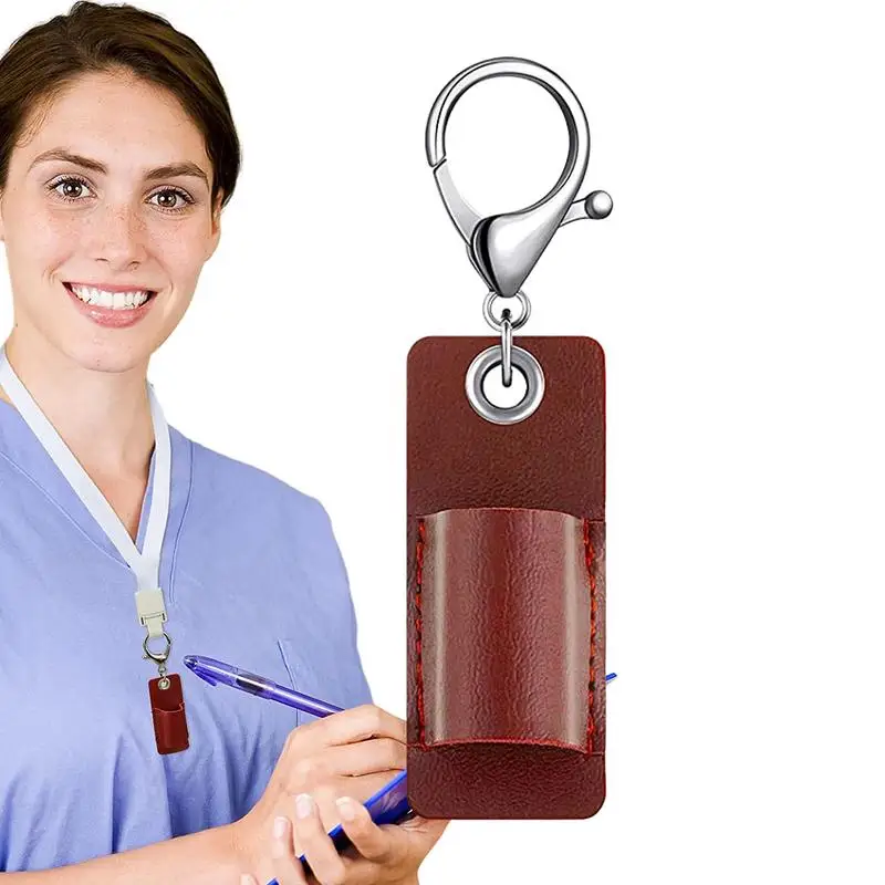 

Portable Pen Holder Anti-Lost Portable Pencil Holder Portable Leather Pen Holder Keychain Pen Pouch Holder Organizer Pen