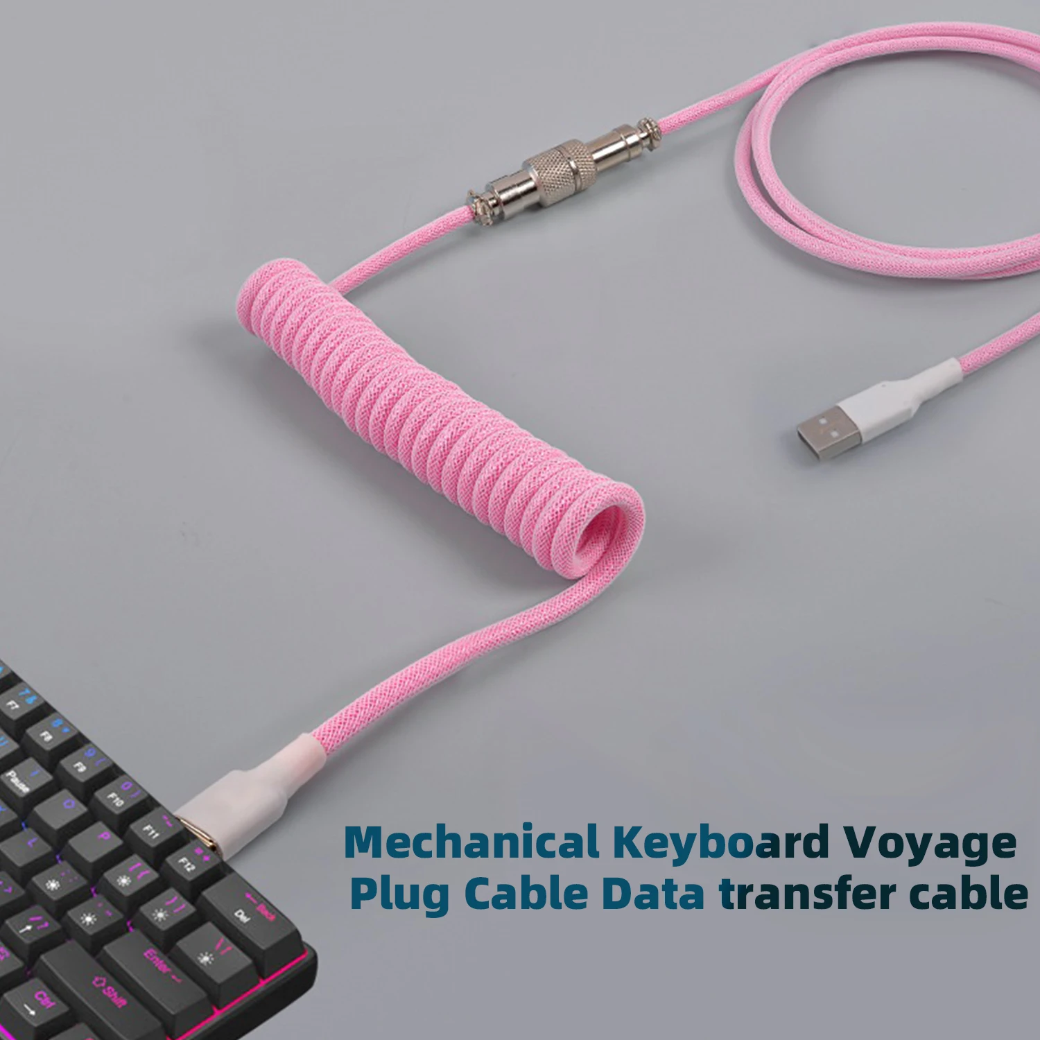 Usb tipo c Teclado Mecânico Cabo Enrolado Nylon Espiral Transferência de Data Aviador Desktop Computador Aviação Conector - Imagem 6