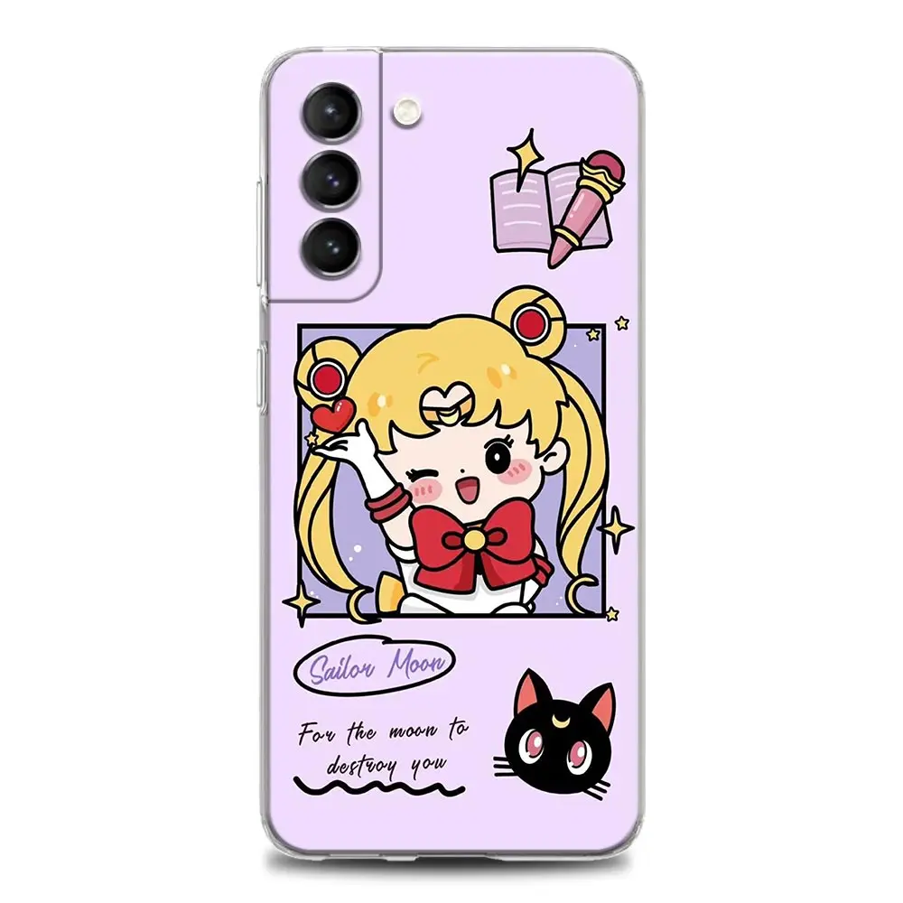 samsung cute phone cover Anime Cute Cartoon Sailor Moon Clear Phone Case for Samsung S9 S10 4G S10e S20 S21 Plus Ultra FE 5G M51 M31 S M21 Soft Silicone samsung flip phone cute