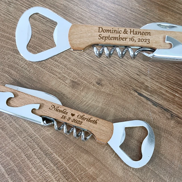 Ouvre-bouteille tire-bouchon personnalisé en bois