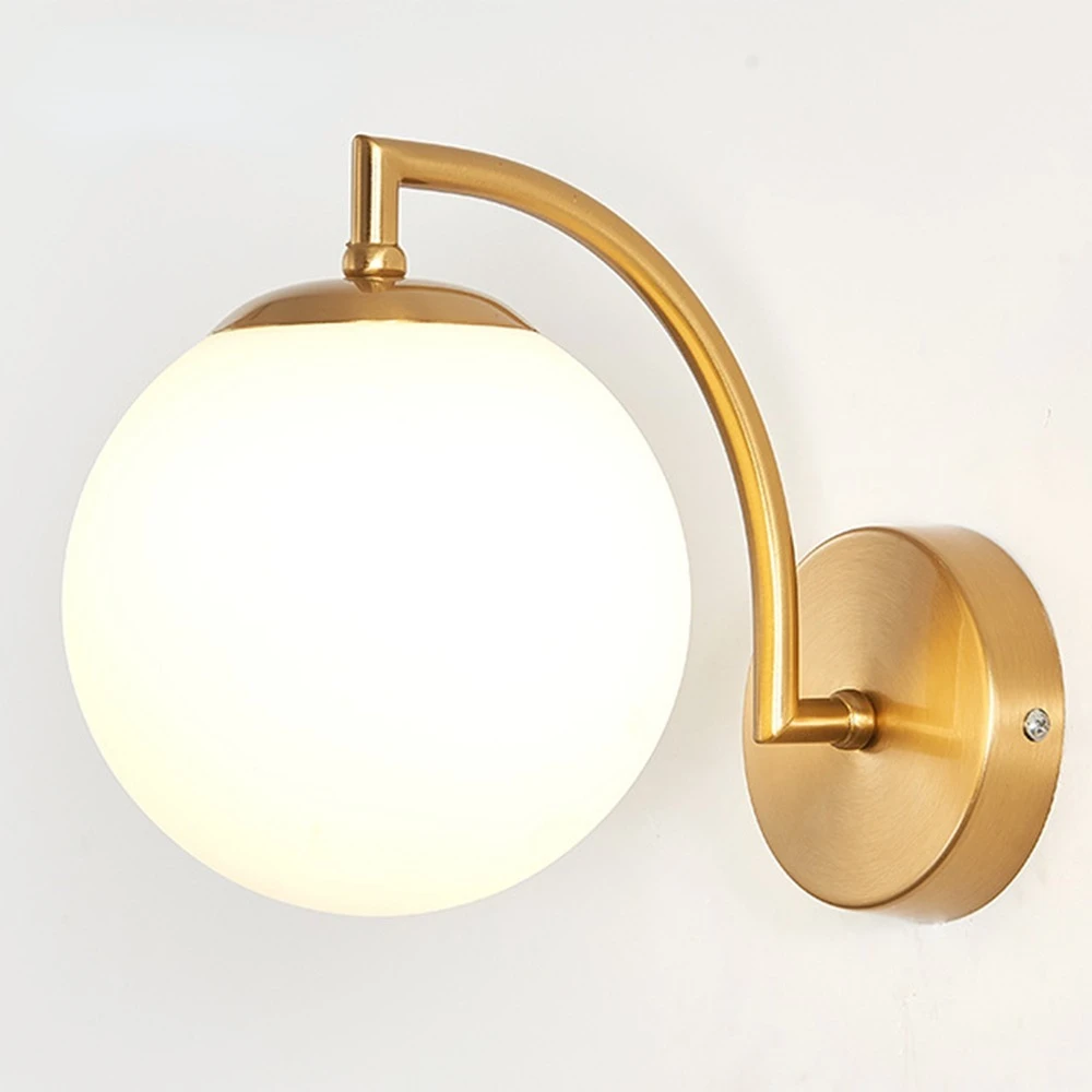 

Black Wall Sconce, Modern Globe Wall Light Wall Sconces ,White Glass Globe Wall Lights, Wireless Lamp Fixture for Bedroom