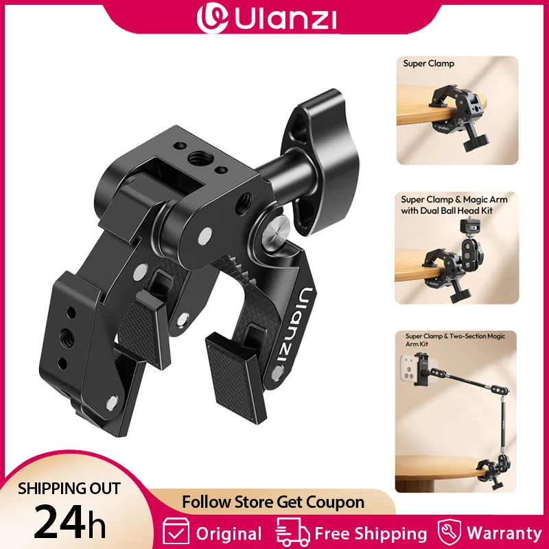 울란지 CO78 슈퍼 클램프 매직 암 키트 360도 회전 포함 °   듀얼 볼헤드 1/4 나사형 콜드 슈 DSLR 카메라 액세서리 스튜디오 사진 촬영용