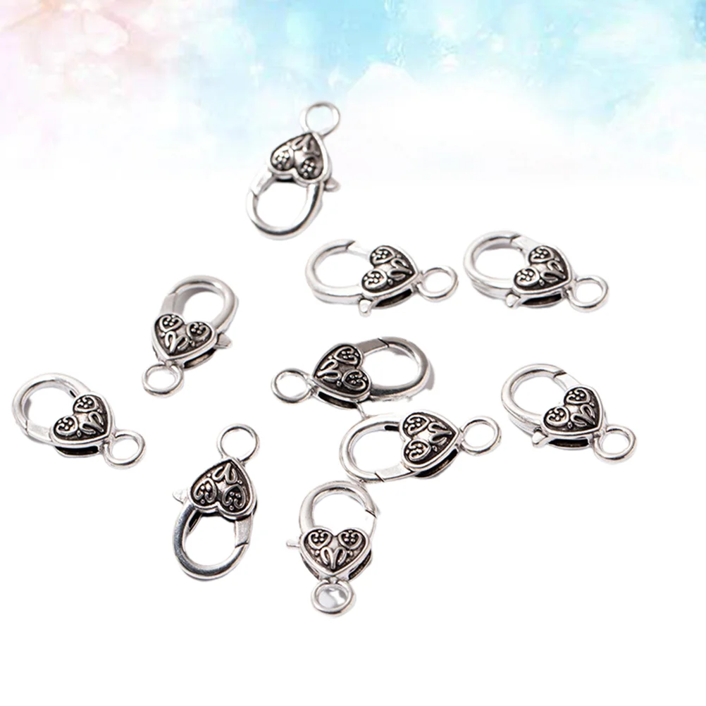 

40 Pcs Silver Alloy Clasp Love Shaped Buckles DIY Jewelry Making Accessory for Necklace Bracelet