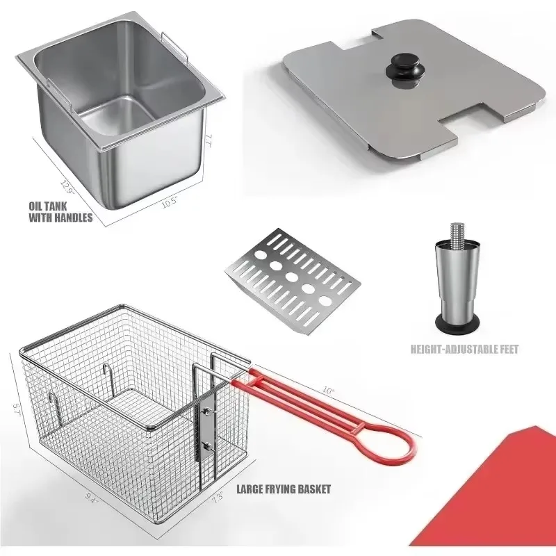 Deep Fryer with Basket Commercial 12L/24L Electric Countertop Fryer Stainless Steel Deep Fryers for Restaurant Home Use 3