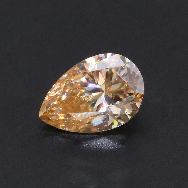 

0.5-3ct Pear Cut Champagne Color VVS1 Moissanite Loose Stone High Quality Lab Moissanite Diamond Bead Never Fade Pass Tester