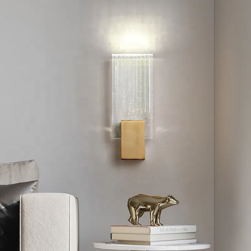 Small modern luxury crystal wall mounted lighting brass led hotel reading beside art decor wall lamp copper sconce headlights 3