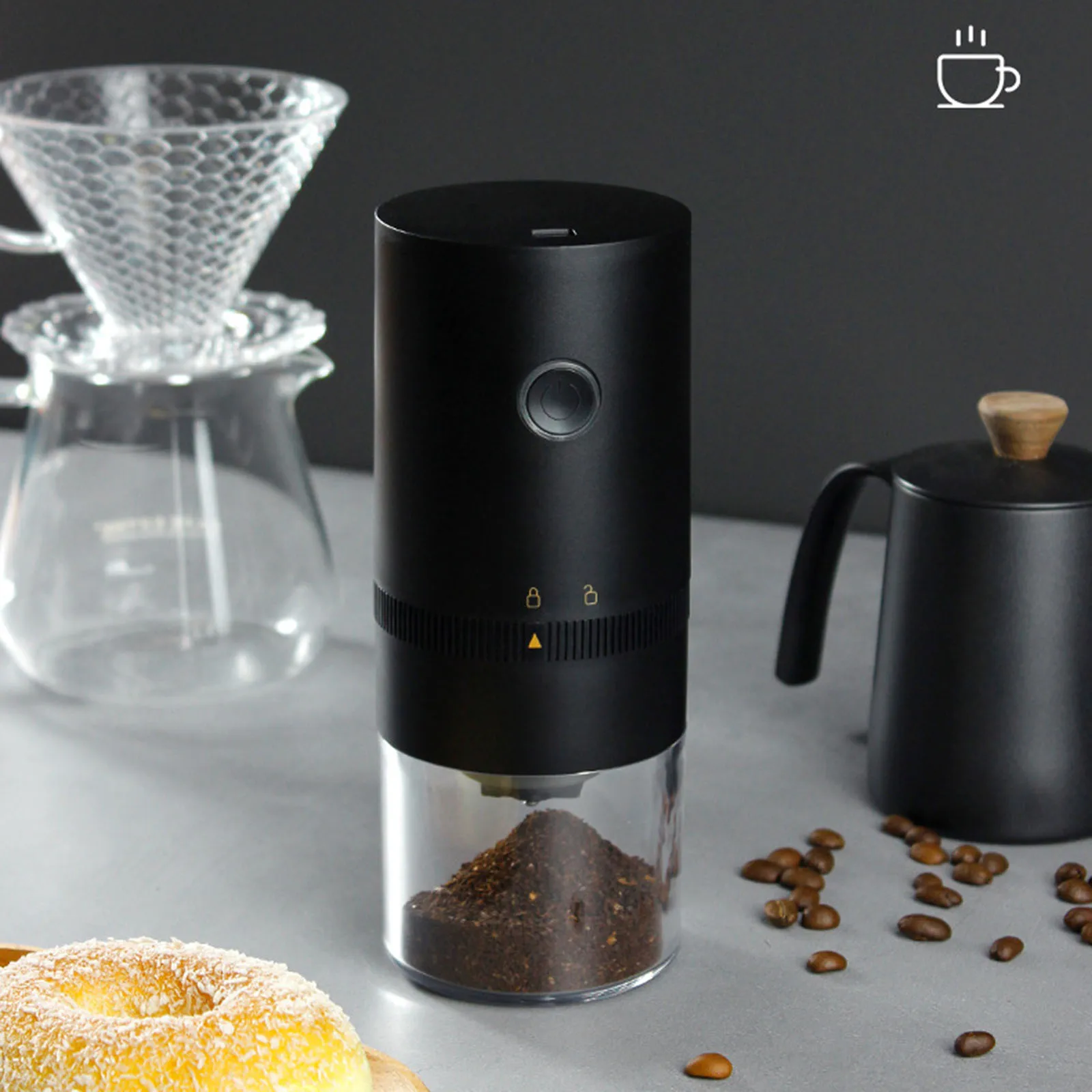 Coffee Bean Grinder for Herbs Spices Grains Portable Electric Burr Mill
