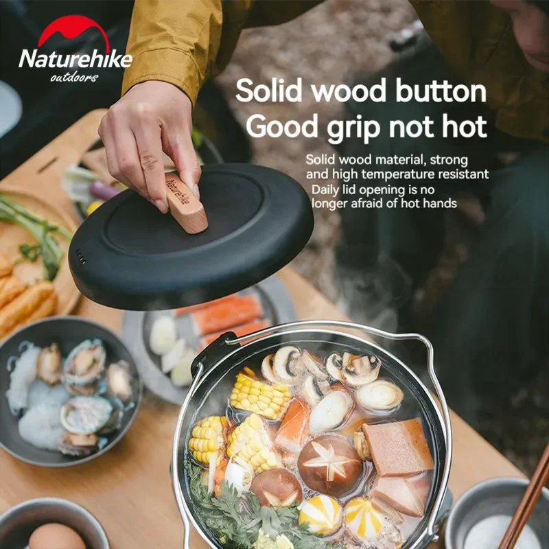 Naturehike Outdoor Stainless Steel Pot Multiple Styles Camping Picnic Deep Fryer Portable Picnic Kitchen Cooking Pot Iron Wok