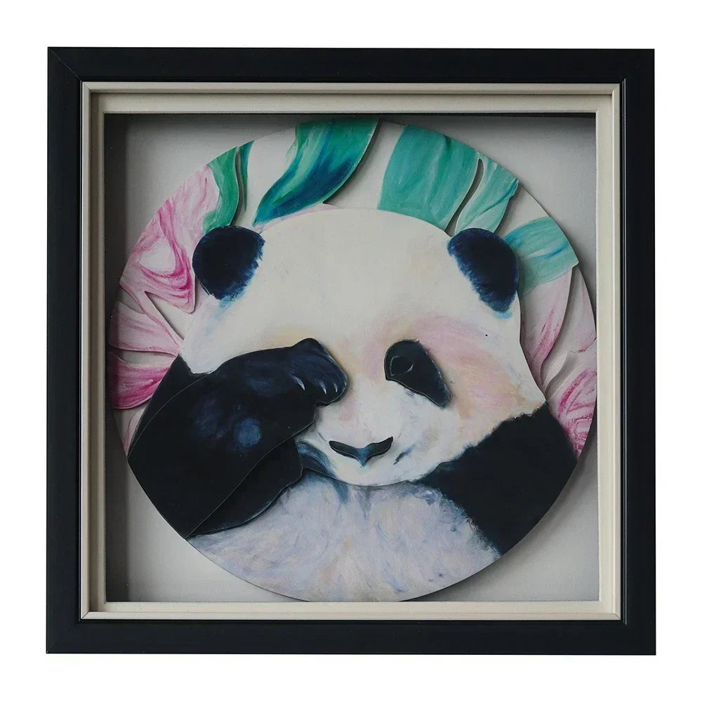 

3D Wall Decor Framed Picture Decorative Oil Painting Sichuan Giant Panda Hua's Eye Pictures Artwork Paintings Home Decors