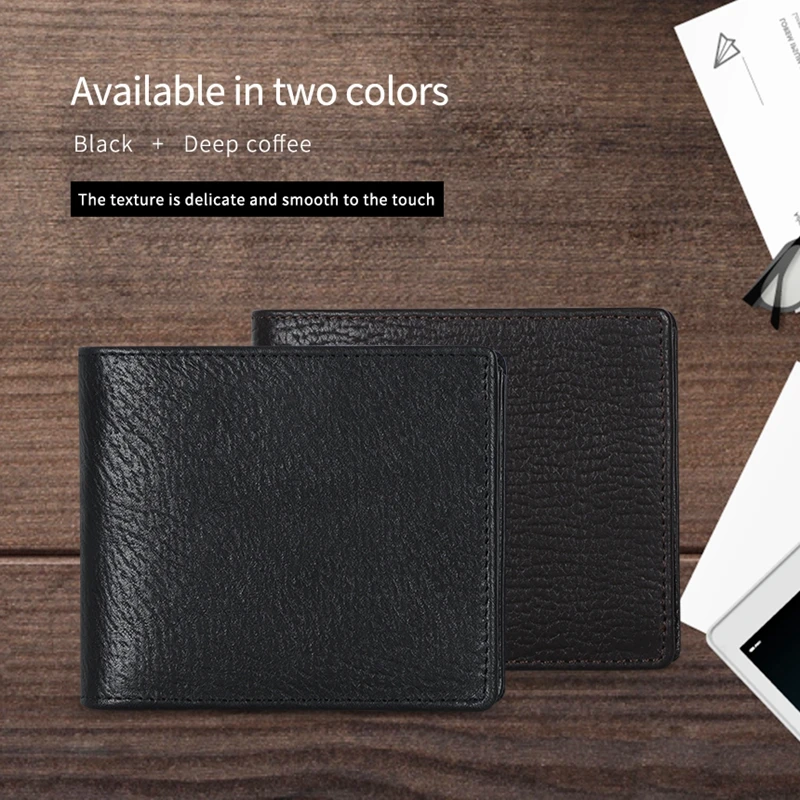 Leather men's wallet business retro black Coin purses men's rifd classic style luxury wallet short Card holder money clip
