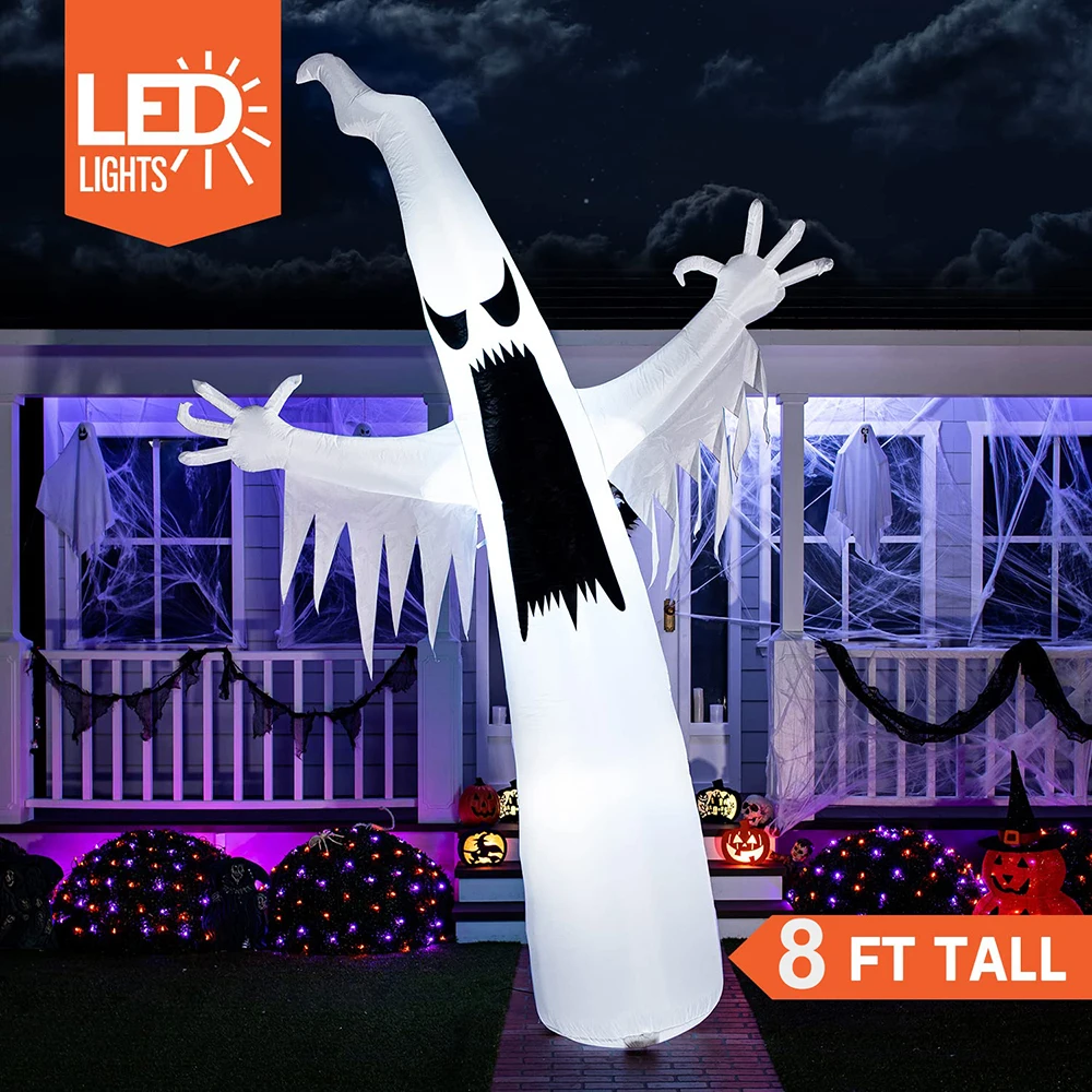 

OurWarm 8Ft Halloween Inflatables Towering Terrible Spooky Ghost LEDs Blow Up Halloween Party Outdoor Yard Garden Lawn Decor