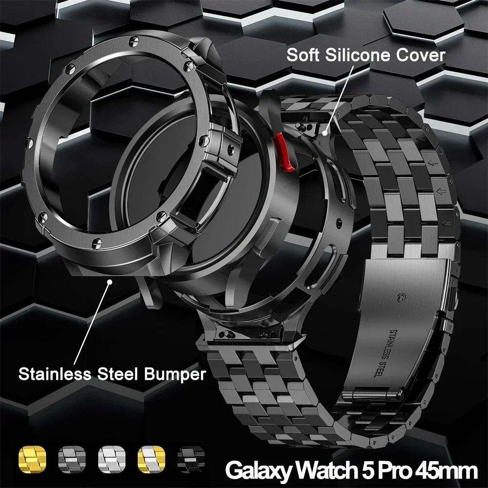 

Корпус и металлический ремешок для часов Samsung Watch 5 Pro 45 мм, браслет для Samsung Galaxy Watch 5 Pro 45 мм, аксессуары для наручных часов