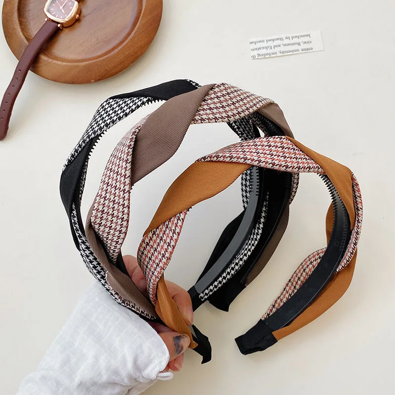 

New Simple Weaving Plaids Headband Toothed Not Slip Women Hair Accessories Cute Braided Hairband Face Washing Headwear Hair Hoop