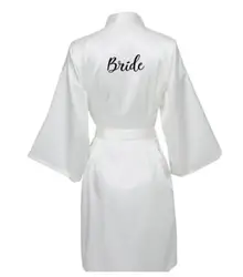 Elegant Satin Silk Bridal & Bridesmaid Robe - Black - XXXL (Bride)
