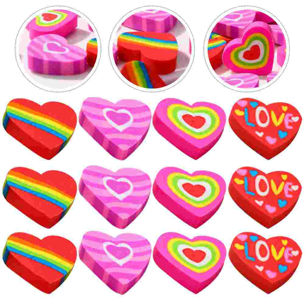 

48 Pcs The Gift Heart Eraser Mini Erasers Small Prize Fun for Students Bulk Classroom Kids Painting Toddler