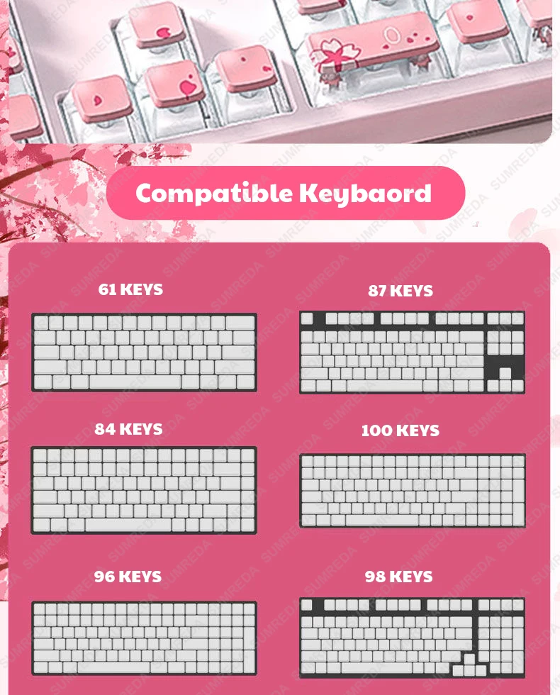 RAINY75-Sakura Tema Keycaps para WOB RAINY75, PBT,