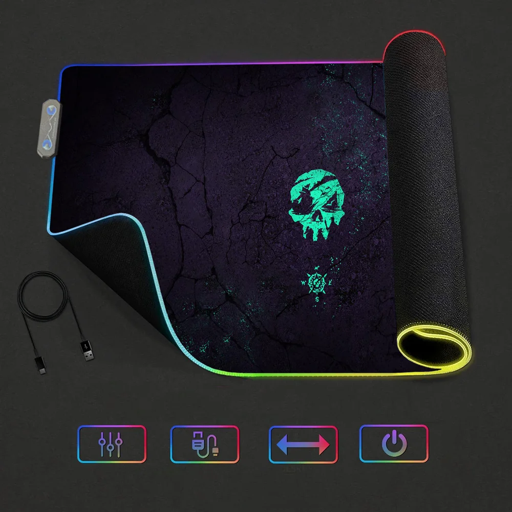 Sea of Thieves Game cool For Rgb Mouse Pad Xxl Steelseries Laptop Mat Gaming Mousepad Backlit Keyboard Gamer Girl Table Pads 4