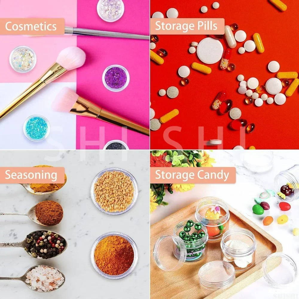 Make Up Jar Cosmetic Sample Empty Container Plastic Round Lid Small Bottle Eyeshadow Cream Travel Pot 2g 3g 5g 10g 15g 20g 10pcs