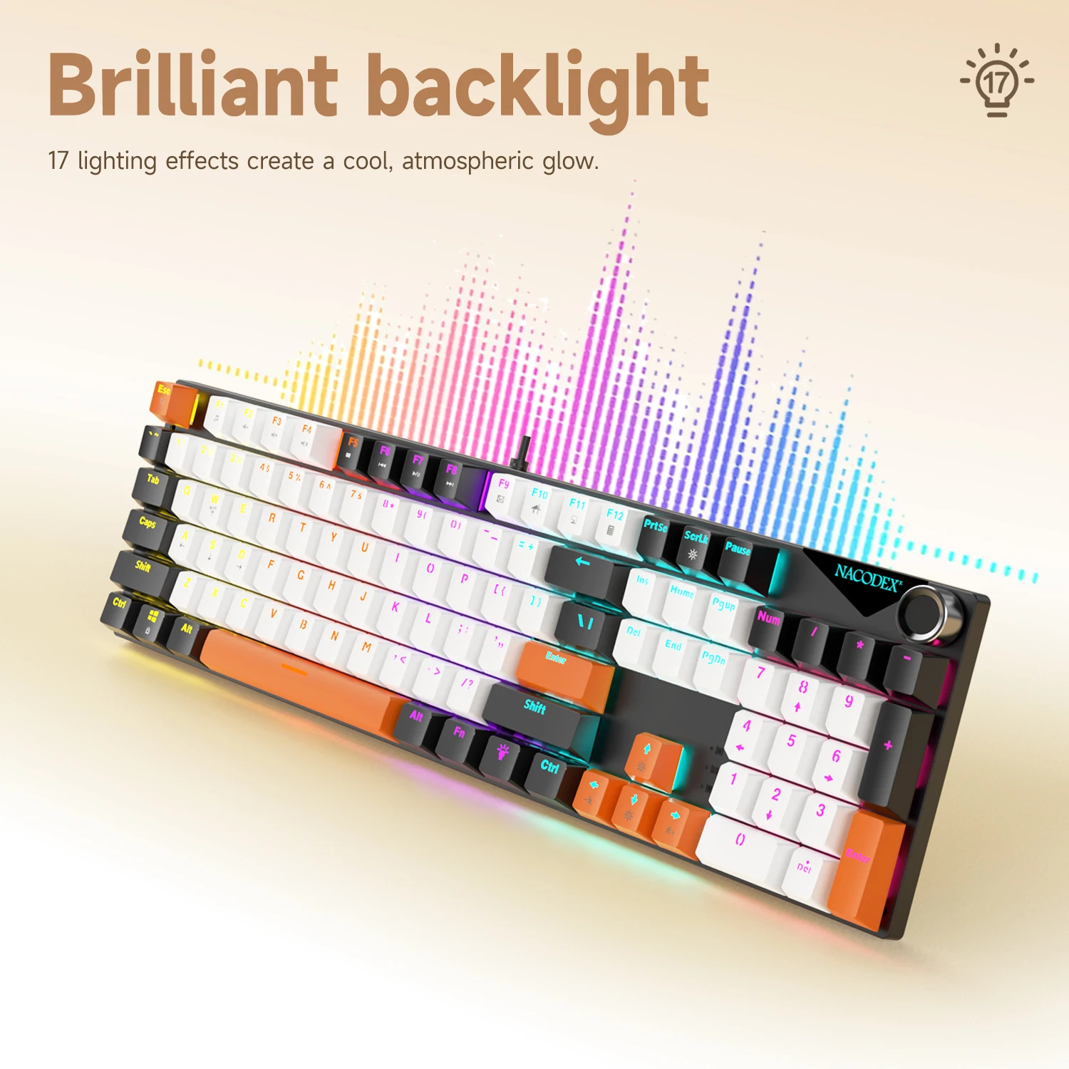 AJAZZ NK104 기계식 키보드 유선 듀얼 인젝션 키캡 104 핫스왑 LED 하이브리드 백라이트 게이머 키보드 노트북 PC용